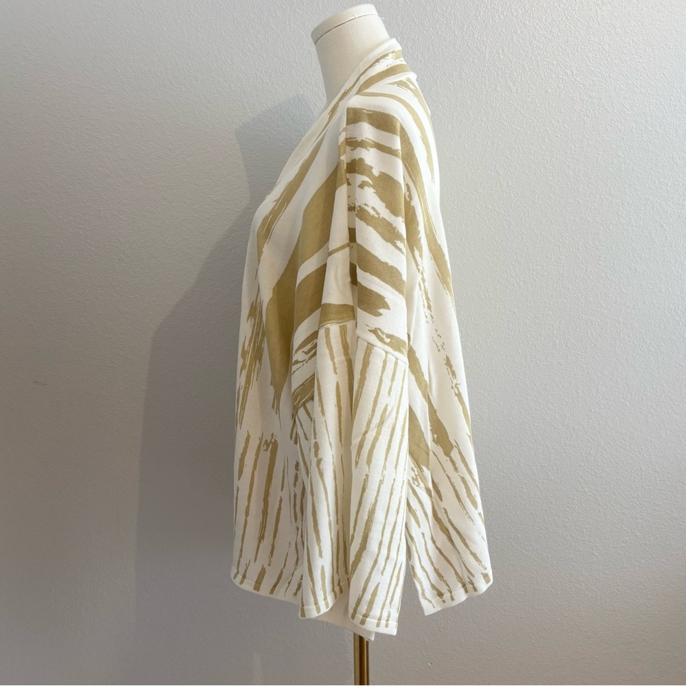 NWOT MarlaWynne 100% Cotton Kimono Cardigan Size 2X Tan Brushstroke Open Front - Picture 5 of 12